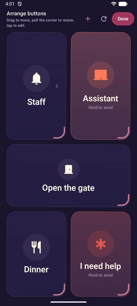 Arrange buttons